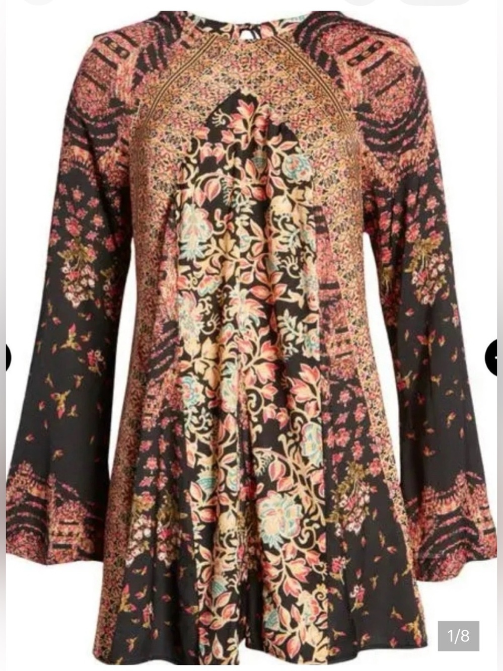 Free People Black Multicolor Floral Mini Dress